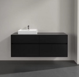 Тумба під раковину Villeroy & Boch Collaro 140х50 см МДФ чорний матовий лак C07400PD