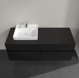 Тумба під раковину Villeroy & Boch Collaro 140х50 см МДФ чорний матовий лак C07400PD