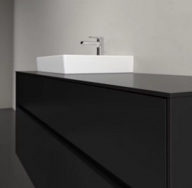 Тумба під раковину Villeroy & Boch Collaro 140х50 см МДФ чорний матовий лак C07400PD