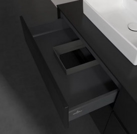 Тумба під раковину Villeroy & Boch Collaro 140х50 см МДФ чорний матовий лак C07400PD