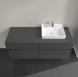 Тумба под раковину Villeroy & Boch Collaro 140х50 см МДФ глянцевый серый C07500FP
