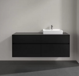 Тумба під раковину Villeroy & Boch Collaro 140х50 см МДФ чорний матовий лак C07500PD