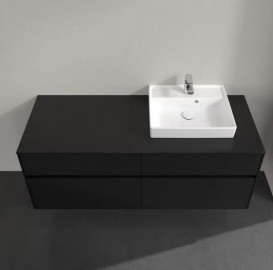 Тумба під раковину Villeroy & Boch Collaro 140х50 см МДФ чорний матовий лак C07500PD
