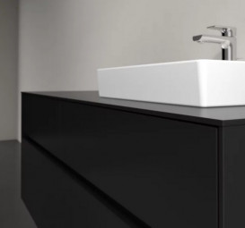 Тумба під раковину Villeroy & Boch Collaro 140х50 см МДФ чорний матовий лак C07500PD