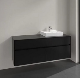 Тумба під раковину Villeroy & Boch Collaro 140х50 см МДФ чорний матовий лак C07500PD