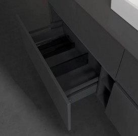 Тумба под раковину Villeroy & Boch Collaro 160х50 см МДФ глянцевый серый C07700FP