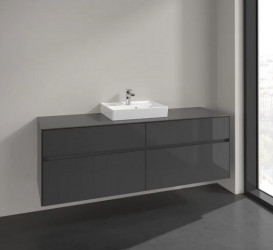 Тумба под раковину Villeroy & Boch Collaro 160х50 см МДФ глянцевый серый C07700FP