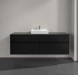 Тумба під раковину Villeroy&Boch Collaro 160х50 см МДФ чорний матовий лак C07700PD