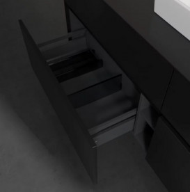 Тумба під раковину Villeroy&Boch Collaro 160х50 см МДФ чорний матовий лак C07700PD