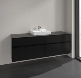 Тумба під раковину Villeroy&Boch Collaro 160х50 см МДФ чорний матовий лак C07700PD