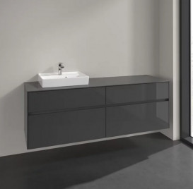 Тумба під раковину Villeroy&Boch Collaro 160х50 см МДФ глянсовий сірий C07800FP