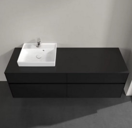 Тумба під раковину Villeroy&Boch Collaro 160х50 см МДФ чорний матовий лак C07800PD