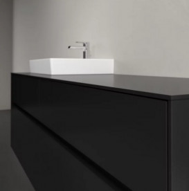 Тумба під раковину Villeroy&Boch Collaro 160х50 см МДФ чорний матовий лак C07800PD