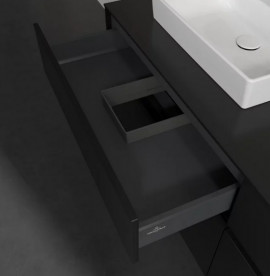 Тумба під раковину Villeroy&Boch Collaro 160х50 см МДФ чорний матовий лак C07800PD