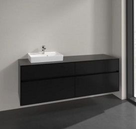 Тумба під раковину Villeroy&Boch Collaro 160х50 см МДФ чорний матовий лак C07800PD