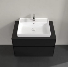 Тумба під раковину Villeroy&Boch Collaro 80х50 см МДФ чорний матовий лак C08000PD