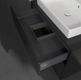 Тумба під раковину Villeroy&Boch Collaro 80х50 см МДФ чорний матовий лак C08000PD