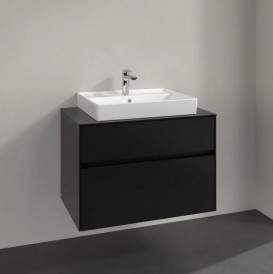 Тумба під раковину Villeroy&Boch Collaro 80х50 см МДФ чорний матовий лак C08000PD