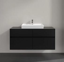 Тумба під раковину Villeroy&Boch Collaro 120х50 см МДФ чорний матовий лак C08100PD