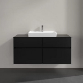 Тумба під раковину Villeroy&Boch Collaro 120х50 см МДФ чорний матовий лак C08100PD