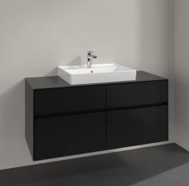 Тумба під раковину Villeroy&Boch Collaro 120х50 см МДФ чорний матовий лак C08100PD