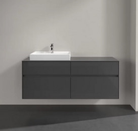 Тумба под раковину Villeroy & Boch Collaro 140х50 см МДФ глянцевый серый C08500FP