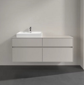 Тумба під раковину Villeroy&Boch Collaro 140х50 см ДСП м'який сірий C08500VK