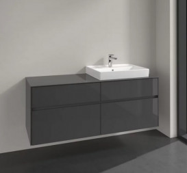 Тумба під раковину Villeroy&Boch Collaro 140х50 см МДФ глянсовий сірий C08600FP