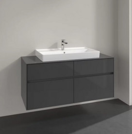 Тумба под раковину Villeroy & Boch Collaro 120х50 см МДФ глянцевый серый C08700FP