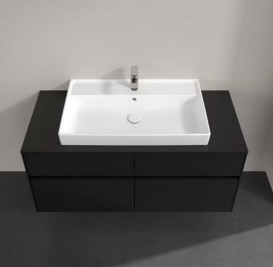 Тумба під раковину Villeroy & Boch Collaro 120х50 см МДФ чорний матовий лак C08700PD