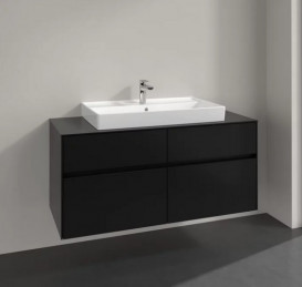 Тумба під раковину Villeroy & Boch Collaro 120х50 см МДФ чорний матовий лак C08700PD