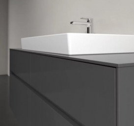 Тумба под раковину Villeroy & Boch Collaro 140х50 см МДФ глянцевый серый C08800FP
