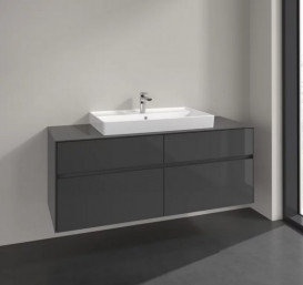 Тумба под раковину Villeroy & Boch Collaro 140х50 см МДФ глянцевый серый C08800FP