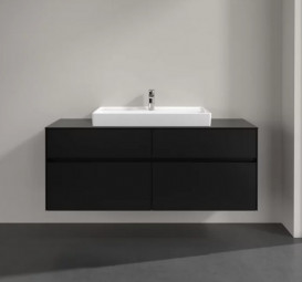 Тумба під раковину Villeroy&Boch Collaro 140х50 см МДФ чорний матовий лак C08800PD