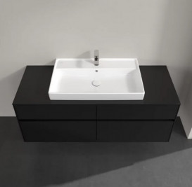 Тумба під раковину Villeroy&Boch Collaro 140х50 см МДФ чорний матовий лак C08800PD