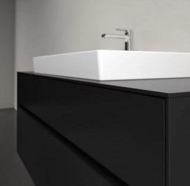 Тумба під раковину Villeroy&Boch Collaro 140х50 см МДФ чорний матовий лак C08800PD