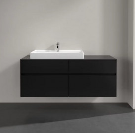 Тумба під раковину Villeroy&Boch Collaro 140х50 см МДФ чорний матовий лак C08900PD
