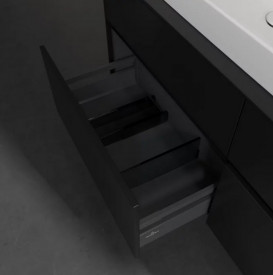 Тумба під раковину Villeroy&Boch Collaro 140х50 см МДФ чорний матовий лак C08900PD
