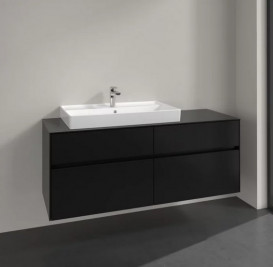Тумба під раковину Villeroy&Boch Collaro 140х50 см МДФ чорний матовий лак C08900PD
