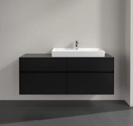 Тумба под раковину Villeroy & Boch Collaro 140х50 см МДФ черный матовый лак C09000PD