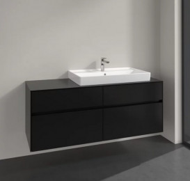 Тумба под раковину Villeroy & Boch Collaro 140х50 см МДФ черный матовый лак C09000PD