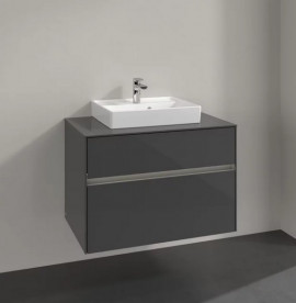 Тумба под раковину Villeroy & Boch Collaro 80х50 см с подсветкой МДФ глянцевый серый C069B0FP