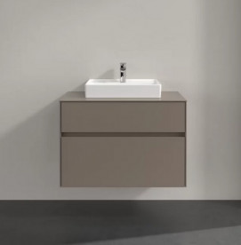 Тумба под раковину Villeroy & Boch Collaro 80х50 см с подсветкой ДСП трюфель серый C069B0VG