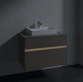 Тумба под раковину Villeroy & Boch Collaro 80х50 см с подсветкой ДСП трюфель серый C069B0VG