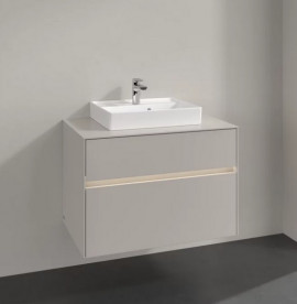 Тумба під раковину Villeroy & Boch Collaro 80х50 см із підсвічуванням ДСП м'який сірий C069B0VK