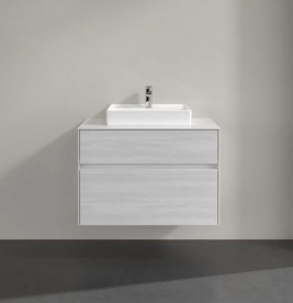 Тумба под раковину Villeroy & Boch Collaro 80х50 см с подсветкой ДСП белое дерево C069B0E8