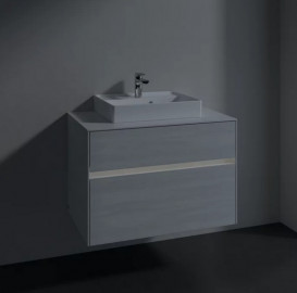 Тумба под раковину Villeroy & Boch Collaro 80х50 см с подсветкой ДСП белое дерево C069B0E8