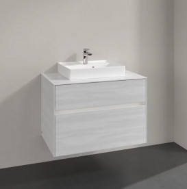 Тумба под раковину Villeroy & Boch Collaro 80х50 см с подсветкой ДСП белое дерево C069B0E8