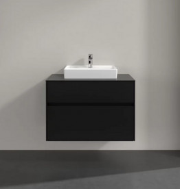 Тумба под раковину Villeroy & Boch Collaro 80х50 см с подсветкой МДФ черный матовый лак C069B0PD