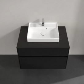 Тумба под раковину Villeroy & Boch Collaro 80х50 см с подсветкой МДФ черный матовый лак C069B0PD